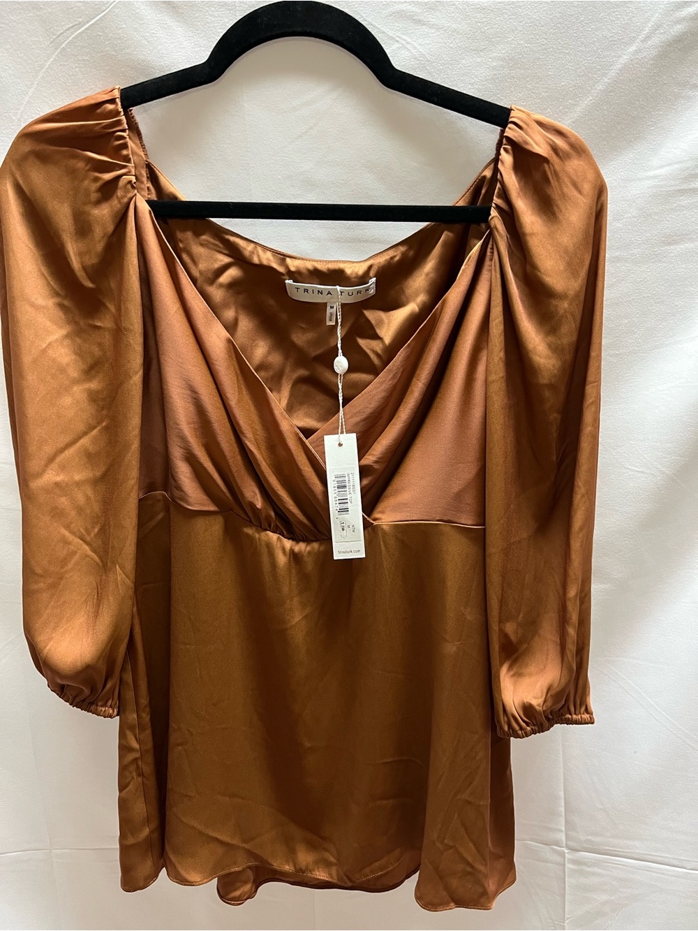 Trina Turk Copper-Brown Silk blend Draped Blouse